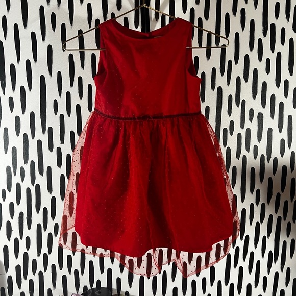 Red Sleeveless Dress with Tulle Skirt - Picture 1 of 3